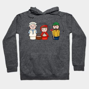 Cute Little Red Riding Hood, Granny and Woodcutter Hoodie